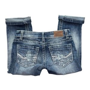 BKE Stella Cropped Jeans Women’s 24 Dark Wash Blue Denim Stretch Low Rise